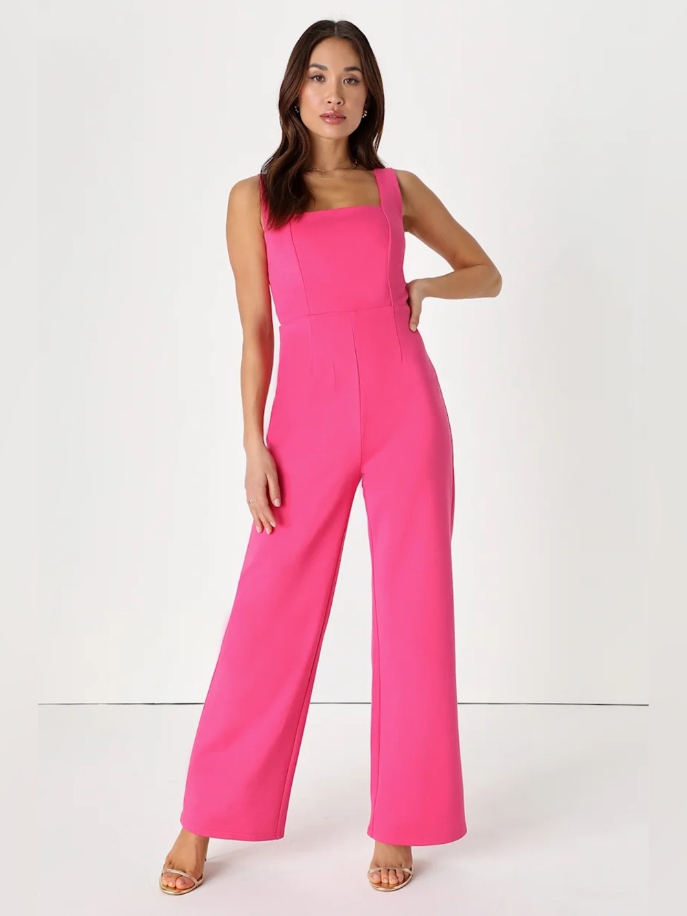 Amanda Uprichard Milo Jumpsuit Vibrant Magenta Pink Wide Leg Size M